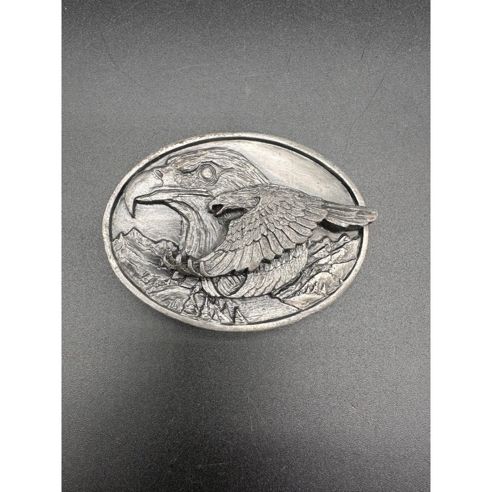 Siskiyou Eagle and the Hawk Belt Buckle Pewter Vintage 1988 John Denver USA